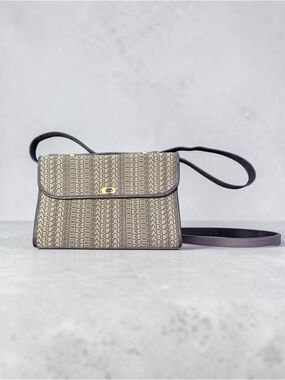 Pierre Cardin Beige Monogram Crossbody with Dark Brown Trim